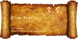 Klem Irén névjegykártya